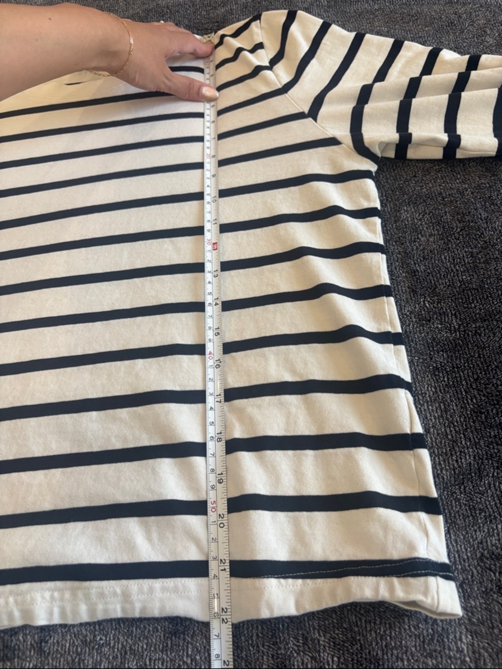 & Other Stories 100% Cotton Striped Long Sleeve Top with Bell Sleeves - Picture 7 of 10
